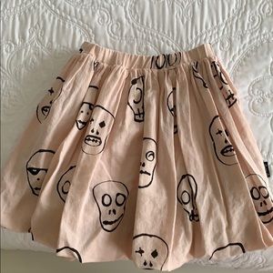 Skirt cream pink with black with skull design